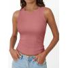 imageTrendy Queen Womens Tank Tops Summer Fashion 2025 Workout Ribbed Sleeveless High Neck Beach Vacation Oufits ClothesPink