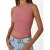 imageTrendy Queen Womens Tank Tops Summer Fashion 2025 Workout Ribbed Sleeveless High Neck Beach Vacation Oufits ClothesPink