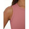 imageTrendy Queen Womens Tank Tops Summer Fashion 2025 Workout Ribbed Sleeveless High Neck Beach Vacation Oufits ClothesPink