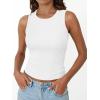 imageTrendy Queen Womens Tank Tops Summer Fashion 2025 Workout Ribbed Sleeveless High Neck Beach Vacation Oufits ClothesWhite