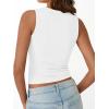 imageTrendy Queen Womens Tank Tops Summer Fashion 2025 Workout Ribbed Sleeveless High Neck Beach Vacation Oufits ClothesWhite