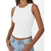 imageTrendy Queen Womens Tank Tops Summer Fashion 2025 Workout Ribbed Sleeveless High Neck Beach Vacation Oufits ClothesWhite
