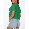 imageTrendy Queen Womens Tie Front Tops Summer Beach Vacation 2025 Fashion Outfits Loose Fit Blouses Eyelet Embroidered ClothesGreen