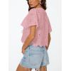 imageTrendy Queen Womens Tie Front Tops Summer Beach Vacation 2025 Fashion Outfits Loose Fit Blouses Eyelet Embroidered ClothesPink