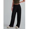 imageTrendy Queen Womens Wide Leg Pants Sweatpants Comfy Lounge Baggy Flowy Ribbed Pajama Pants Fall Fashion Clothes Outfits 2025Black