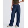 imageTrendy Queen Womens Wide Leg Pants Sweatpants Comfy Lounge Baggy Flowy Ribbed Pajama Pants Fall Fashion Clothes Outfits 2025Navy