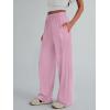 imageTrendy Queen Womens Wide Leg Pants Sweatpants Comfy Lounge Baggy Flowy Ribbed Pajama Pants Fall Fashion Clothes Outfits 2025Pink