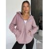 imageTrendy Queen Womens Zip Up Hoodies Oversized Sweatshirts Fall Fashion Outfits Casual Jackets 2025 Winter ClothesDark Pink