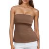 imageTrendy Queen Going Out Tops for Women Summer Spring Tube Tops Cute Off The Shoulder Backless Corset Teen Girls Y2k ClothesBrown