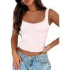 imageTrendy Queen Going Out Tops for Women Y2k Summer Teen Girls Cute Crop Tank Top Square Neck Basci Bow Clothes 2025 CamisolePink