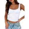 imageTrendy Queen Going Out Tops for Women Y2k Summer Teen Girls Cute Crop Tank Top Square Neck Basci Bow Clothes 2025 CamisoleWhite