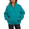 imageTrendy Queen Sweatshirts Quarter Half Zip Pullover Oversized Hoodies Sweaters Comfy Fall Outfits 2025 Y2K Winter ClothesGreenblue