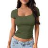 imageTrendy Queen Tshirts Shirts for Women Double Lined Going Out Crop Tops 2025 Spring Summer Workout Y2k Clothes Beach FashionArmygreen