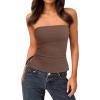 imageTrendy Queen Tube Tops for Women Side Split Going Out Strapless Crop Tops Sleeveless Bandeau Summer Y2k Cute ClothesBrown