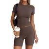 imageTrendy Queen Womens 2 Piece Workout Sets Short Matching Lounge Sets Summer Clothes Going Out Gym OutfitsMochabrown