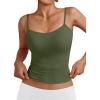 imageTrendy Queen Womens Adjustable Camisole Sleeveless Square Neck Spaghetti Strap Tank Tops Basic ShirtArmy Green