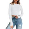 imageTrendy Queen Womens Long Sleeve Crop Tops Basic Slim Fitted Shirts Fashion 2025 Going Out Y2k Tops Teen Girl ClothesWhite