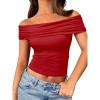 imageTrendy Queen Womens Off The Shoulder Tops Going Out Crop Summer Cute Y2k Shirts Tube Corset Basic Fashion Outfits 2025Red