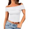 imageTrendy Queen Womens Off The Shoulder Tops Going Out Crop Summer Cute Y2k Shirts Tube Corset Basic Fashion Outfits 2025White
