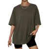 imageTrendy Queen Womens Oversized Summer T Shirts Fashion Workout Plus Size Tops Short Sleeve Beach Vacation Gym Clothes 2025Armygreen