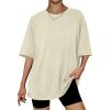 imageTrendy Queen Womens Oversized Summer T Shirts Fashion Workout Plus Size Tops Short Sleeve Beach Vacation Gym Clothes 2025Lightyellow