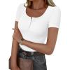 imageTrendy Queen Womens Short Sleeve Summer Tops Ribbed Henley T Shirts Basic Tee Cute Casual Spring Fashion Clothes 2025White