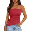 imageTrendy Queen Womens Summer Going Out Tube Tops Strapless Asymmetrical Bandeau Backless Corset Cute Teen Girls Y2k ShirtsRed