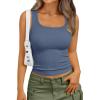 imageTrendy Queen Womens Summer Tank Tops Square Neck Ribbed Sleeveless Basic Crop Going Out Slim Fitted Y2k Clothes 2025Haze Blue