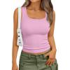 imageTrendy Queen Womens Summer Tank Tops Square Neck Ribbed Sleeveless Basic Crop Going Out Slim Fitted Y2k Clothes 2025Pink