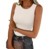 imageTrendy Queen Womens Tank Tops Summer Fashion 2025 Workout Ribbed Sleeveless High Neck Beach Vacation Oufits ClothesBeige