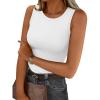 imageTrendy Queen Womens Tank Tops Summer Fashion 2025 Workout Ribbed Sleeveless High Neck Beach Vacation Oufits ClothesWhite
