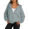 imageTrendy Queen Zip Up Hoodies For Women Cropped Sweatshirts Fall Fashion Outfits 2025 Y2k Fleece Teen Girls ClothesGrey Green