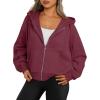imageTrendy Queen Zip Up Hoodies For Women Cropped Sweatshirts Fall Fashion Outfits 2025 Y2k Fleece Teen Girls ClothesRed