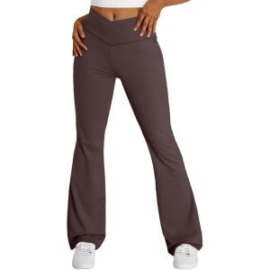 imageTrendy Queen Flare Leggings for Women Wide Leg Yoga Pants V Crossover High Waisted Bootcut Work Pants Fall Outfits 2025Brown