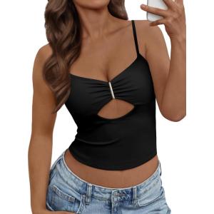 imageTrendy Queen Going Out Tops for Women Sexy Cute Y2K Camisole Spaghetti Strap Tank Clothes Summer Beach Vacation Outfits 2025Black
