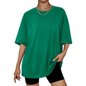 imageTrendy Queen Womens Oversized Summer T Shirts Fashion Workout Plus Size Tops Short Sleeve Beach Vacation Gym Clothes 2025Green