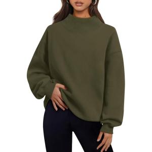 imageTrendy Queen Womens Oversized Sweatshirts Turtleneck Pullover Long Sleeve Hoodies Tops Fall Fashion Outfits 2025 ClothesArmygreen