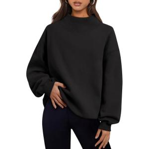 imageTrendy Queen Womens Oversized Sweatshirts Turtleneck Pullover Long Sleeve Hoodies Tops Fall Fashion Outfits 2025 ClothesBlack