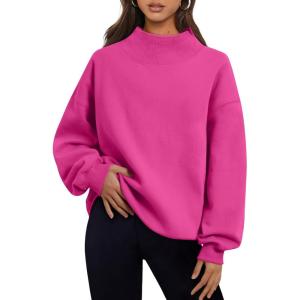imageTrendy Queen Womens Oversized Sweatshirts Turtleneck Pullover Long Sleeve Hoodies Tops Fall Fashion Outfits 2025 ClothesHotpink