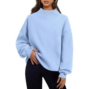 imageTrendy Queen Womens Oversized Sweatshirts Turtleneck Pullover Long Sleeve Hoodies Tops Fall Fashion Outfits 2025 ClothesLightblue