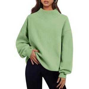 imageTrendy Queen Womens Oversized Sweatshirts Turtleneck Pullover Long Sleeve Hoodies Tops Fall Fashion Outfits 2025 ClothesLightgreen