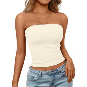 imageTrendy Queen Womens Strapless Tube Tops Basic Backless Sleeveless Bandeau Going Out Crop Tops Cute 2025 Summer ClothesLightapricot
