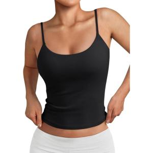 imageTrendy Queen Womens Summer Tank Tops Double Lined Going Out Teen Girls Y2k Sleeveless Backless 2025 Workout Cami AdjustableBlack