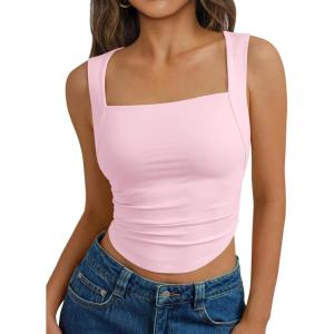 imageTrendy Queen Womens Summer Tank Tops Going Out Crop Shirts Square Neck Cute Y2k Fashion Clothes Spring Outfits 2025Pink