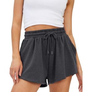 imageTrendy Queen Womens Sweat Shorts Casual Summer Comfy Lounge Athletic Clothes Elastic Cotton RunningBlackgrey
