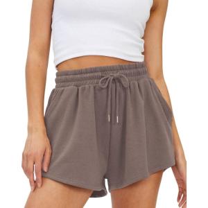 imageTrendy Queen Womens Sweat Shorts Casual Summer Comfy Lounge Athletic Clothes Elastic Cotton RunningCoffee
