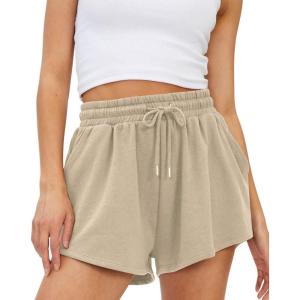 imageTrendy Queen Womens Sweat Shorts Casual Summer Comfy Lounge Athletic Clothes Elastic Cotton RunningKhaki