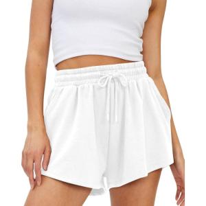 imageTrendy Queen Womens Sweat Shorts Casual Summer Comfy Lounge Athletic Clothes Elastic Cotton RunningWhite