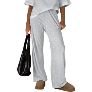 imageTrendy Queen Womens Wide Leg Pants Sweatpants Comfy Lounge Baggy Flowy Ribbed Pajama Pants Fall Fashion Clothes Outfits 2025Grey