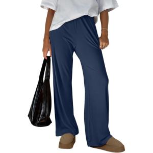 imageTrendy Queen Womens Wide Leg Pants Sweatpants Comfy Lounge Baggy Flowy Ribbed Pajama Pants Fall Fashion Clothes Outfits 2025Navy